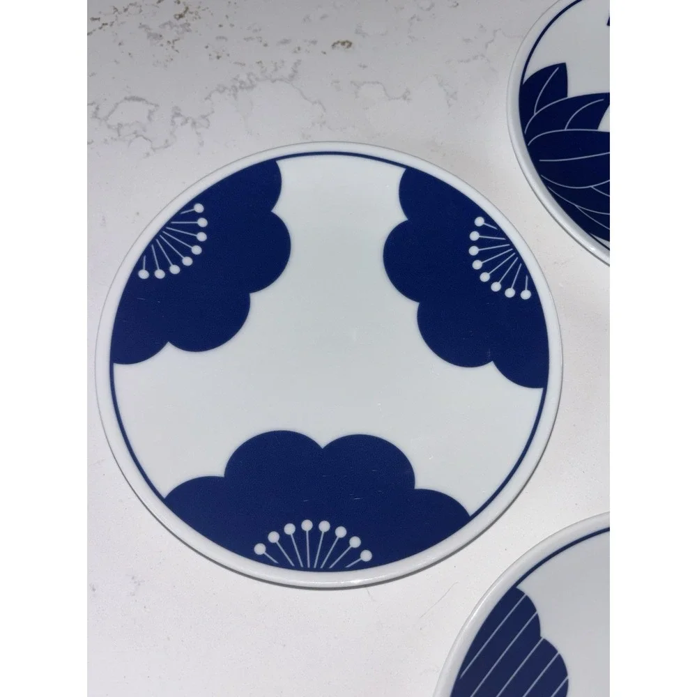 Set of 4 Crate & Barrel Maison Cobalt Blue Dessert Plates Made In Japan 7